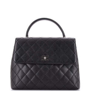Chanel Jumbo Vintage Classic Top Handle Flap Bag Quilted Caviar